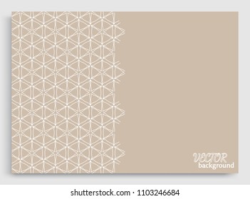 Abstract line background with place for the text. Greeting card or Wedding invitation template. Geometric trendy linear background, lace texture, tribal ethnic arabic, indian decorative ornament