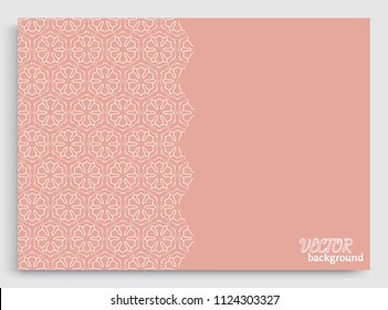 Abstract line background with place for the text. Greeting card or Wedding invitation template. Geometric trendy linear background, lace texture, tribal ethnic arabic, indian decorative ornament