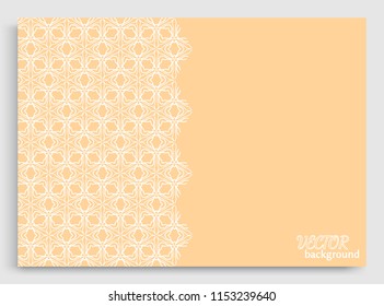 Abstract line background with place for the text. Greeting card or Wedding invitation template. Geometric trendy linear background, lace texture, tribal ethnic arabic, indian decorative ornament