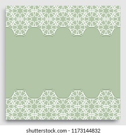 Abstract line background with place for the text. Greeting card, Wedding invitation template. Geometric trendy linear background, lace border texture, tribal ethnic arabic, indian decorative ornament