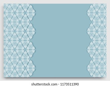 Abstract line background with place for the text. Greeting card, Wedding invitation template. Geometric trendy linear background, lace border texture, tribal ethnic arabic, indian decorative ornament