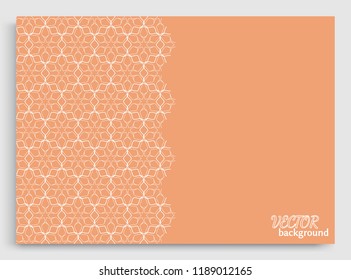 Abstract line background with place for the text. Greeting card or Wedding invitation template. Geometric trendy linear background, lace texture, tribal ethnic arabic, indian decorative ornament