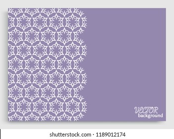 Abstract line background with place for the text. Greeting card or Wedding invitation template. Geometric trendy linear background, lace texture, tribal ethnic arabic, indian decorative ornament