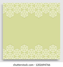 Abstract line background with place for the text. Greeting card, Wedding invitation template. Geometric trendy linear background, lace border texture, tribal ethnic arabic, indian decorative ornament