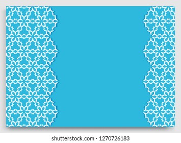 Abstract line background with place for the text. Greeting card, Wedding invitation template. Geometric trendy linear background, lace border texture, tribal ethnic arabic, indian decorative ornament