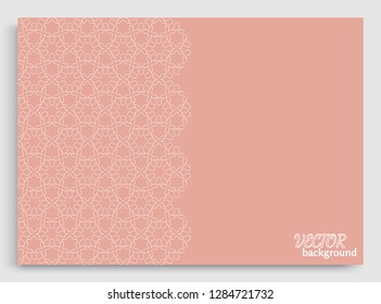Abstract line background with place for the text. Greeting card or Wedding invitation template. Geometric trendy linear background, lace texture, tribal ethnic arabic, indian decorative ornament