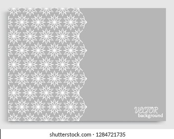 Abstract line background with place for the text. Greeting card or Wedding invitation template. Geometric trendy linear background, lace texture, tribal ethnic arabic, indian decorative ornament