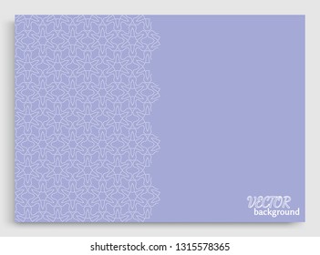 Abstract line background with place for the text. Greeting card or Wedding invitation template. Geometric trendy linear background, lace texture, tribal ethnic arabic, indian decorative ornament
