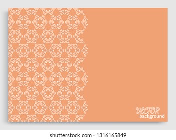 Abstract line background with place for the text. Greeting card or Wedding invitation template. Geometric trendy linear background, lace texture, tribal ethnic arabic, indian decorative ornament