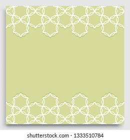 Abstract line background with place for the text. Greeting card, Wedding invitation template. Geometric trendy linear background, lace border texture, tribal ethnic arabic, indian decorative ornament