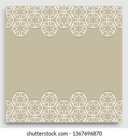 Abstract line background with place for the text. Greeting card, Wedding invitation template. Geometric trendy linear background, lace border texture, tribal ethnic arabic, indian decorative ornament