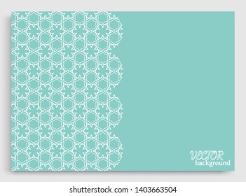 Abstract line background with place for the text. Greeting card or Wedding invitation template. Geometric trendy linear background, lace texture, tribal ethnic arabic, indian decorative ornament