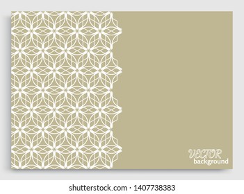 Abstract line background with place for the text. Greeting card or Wedding invitation template. Geometric trendy linear background, lace texture, tribal ethnic arabic, indian decorative ornament