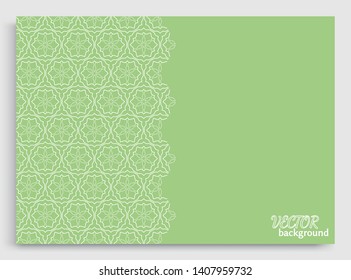 Abstract line background with place for the text. Greeting card or Wedding invitation template. Geometric trendy linear background, lace texture, tribal ethnic arabic, indian decorative ornament