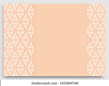 Abstract line background with place for the text. Greeting card, Wedding invitation template. Geometric trendy linear background, lace border texture, tribal ethnic arabic, indian decorative ornament
