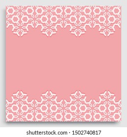 Abstract line background with place for the text. Greeting card, Wedding invitation template. Geometric trendy linear background, lace border texture, tribal ethnic arabic, indian decorative ornament
