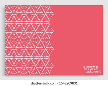 Abstract line background with place for the text. Greeting card or Wedding invitation template. Geometric trendy linear background, lace texture, tribal ethnic arabic, indian decorative ornament
