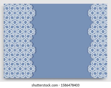 Abstract line background with place for the text. Greeting card, Wedding invitation template. Geometric trendy linear background, lace border texture, tribal ethnic arabic, indian decorative ornament