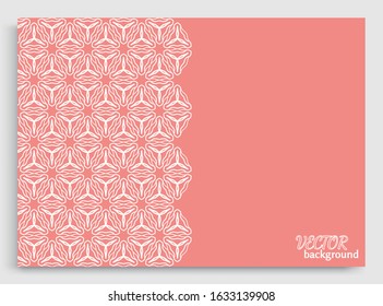Abstract line background with place for the text. Greeting card or Wedding invitation template. Geometric trendy linear background, lace texture, tribal ethnic arabic, indian decorative ornament