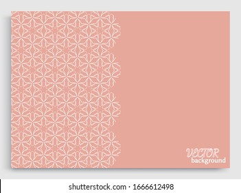 Abstract line background with place for the text. Greeting card or Wedding invitation template. Geometric trendy linear background, lace texture, tribal ethnic arabic, indian decorative ornament