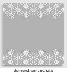 Abstrakter Zeilenhintergrund mit Platz für den Text. Grußkarte, Einladung Hochzeit. Geometrischer, linearer Hintergrund, Spitzen-Grenztextur, ethnisch arabische Stämme, indische Zierverzierungen