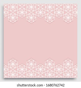 Abstract line background with place for the text. Greeting card, Wedding invitation template. Geometric trendy linear background, lace border texture, tribal ethnic arabic, indian decorative ornament