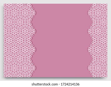 Abstract line background with place for the text. Greeting card, Wedding invitation template. Geometric trendy linear background, lace border texture, tribal ethnic arabic, indian decorative ornament