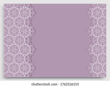 Resumen del fondo de línea con el lugar para el texto. Tarjeta de saludo, plantilla de invitación de boda. Fondo lineal geométrico de moda, textura de borde de encaje, árabe étnico tribal, adorno decorativo indio