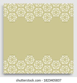 Resumen del fondo de línea con el lugar para el texto. Tarjeta de saludo, plantilla de invitación de boda. Fondo lineal geométrico de moda, textura de borde de encaje, árabe étnico tribal, adorno decorativo indio