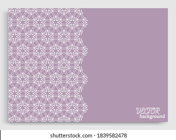 Resumen del fondo de línea con el lugar para el texto. Tarjeta de saludo o plantilla de invitación de boda. Fondo lineal geométrico de moda, textura de encaje, árabe étnico tribal, adorno decorativo indio