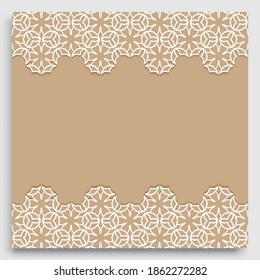 Abstract line background with place for the text. Greeting card, Wedding invitation template. Geometric trendy linear background, lace border texture, tribal ethnic arabic, indian decorative ornament