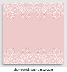 Abstrakter Zeilenhintergrund mit Platz für den Text. Grußkarte, Einladung Hochzeit. Geometrischer, linearer Hintergrund, Spitzen-Grenztextur, ethnisch arabische Stämme, indische Zierverzierungen