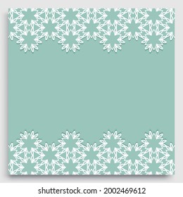 Resumen del fondo de línea con el lugar para el texto. Tarjeta de saludo, plantilla de invitación de boda. Fondo lineal geométrico de moda, textura de borde de encaje, árabe étnico tribal, adorno decorativo indio