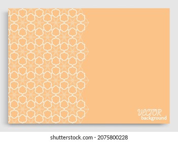Abstract line background with place for the text. Greeting card or Wedding invitation template. Geometric trendy linear background, lace texture, tribal ethnic arabic, indian decorative ornament