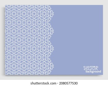 Abstract line background with place for the text. Greeting card or Wedding invitation template. Geometric trendy linear background, lace texture, tribal ethnic arabic, indian decorative ornament
