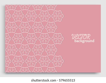 Abstract line background with place for the text. Greeting card or Wedding invitation template with lace border pattern. Geometric trendy linear ornament, tribal ethnic arabic, indian, turkish style