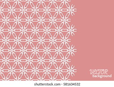 Abstract line background with place for the text. Greeting card or Wedding invitation template with lace border pattern. Geometric trendy linear ornament, tribal ethnic arabic, indian, turkish style