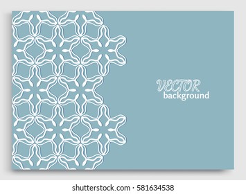Abstract line background with place for the text. Greeting card or Wedding invitation template with lace border pattern. Geometric trendy linear ornament, tribal ethnic arabic, indian, turkish style
