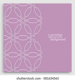 Abstract line background with place for the text. Greeting card or Wedding invitation template with lace border pattern. Geometric trendy linear ornament, tribal ethnic arabic, indian, turkish style