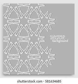 Abstract line background with place for the text. Greeting card or Wedding invitation template with lace border pattern. Geometric trendy linear ornament, tribal ethnic arabic, indian, turkish style