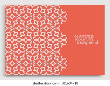 Abstract line background with place for the text. Greeting card or Wedding invitation template with lace border pattern. Geometric trendy linear ornament, tribal ethnic arabic, indian, turkish style