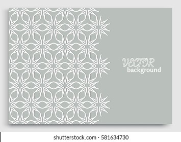 Abstract line background with place for the text. Greeting card or Wedding invitation template with lace border pattern. Geometric trendy linear ornament, tribal ethnic arabic, indian, turkish style