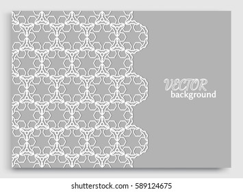 Abstract line background with place for the text. Greeting card or Wedding invitation template. Geometric trendy linear background, lace texture, tribal ethnic arabic, indian decorative ornament