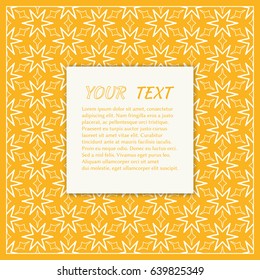 Abstract line background with place for the text. Greeting card or Wedding invitation template. Geometric trendy linear background, lace texture, tribal ethnic arabic, indian decorative ornament