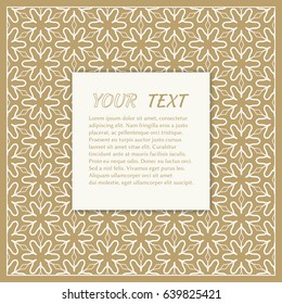 Abstract line background with place for the text. Greeting card or Wedding invitation template. Geometric trendy linear background, lace texture, tribal ethnic arabic, indian decorative ornament