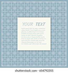 Abstract line background with place for the text. Greeting card or Wedding invitation template. Geometric trendy linear background, lace texture, tribal ethnic arabic, indian decorative ornament