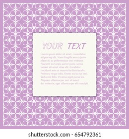 Abstract line background with place for the text. Greeting card or Wedding invitation template. Geometric trendy linear background, lace texture, tribal ethnic arabic, indian decorative ornament