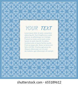 Abstract line background with place for the text. Greeting card or Wedding invitation template. Geometric trendy linear background, lace texture, tribal ethnic arabic, indian decorative ornament