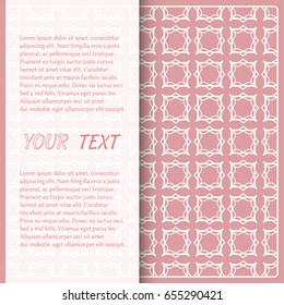 Abstract line background with place for the text. Greeting card or Wedding invitation template. Geometric trendy linear background, lace texture, tribal ethnic arabic, indian decorative ornament