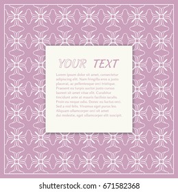 Abstract line background with place for the text. Greeting card or Wedding invitation template. Geometric trendy linear background, lace texture, tribal ethnic arabic, indian decorative ornament